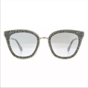 JIMMY CHOO Lizzy/S OFTS 00 Sunglasses Grey Mirrored Lens With silver Chrystals